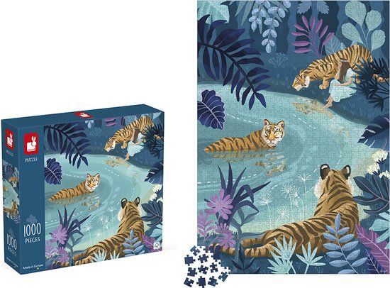 Janod Kidult Puzzel - Tijgers Bij Maanlicht - 1000 Stukjes - Geschikt Vanaf 9 Jaar