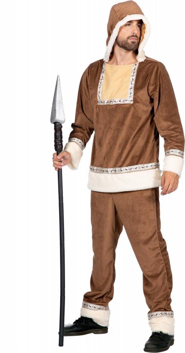 Wilbers Eskimo Kostuum Anvik Bruin Man - Maat XXL/XXXL