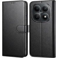Phonillico® Coque pour Xiaomi Poco M8 5G - Portefeuille Noir Rabat Clapet Aimanté Rangement Cartes