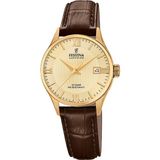 Festina F20011/6 Dames Polshorloge Bruin Leer Saffierglas 10 ATM