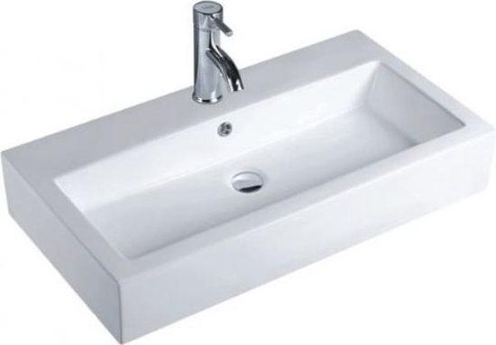 Best Design Feel Wastafel - Rechthoek - 58x46cm - Glans Wit - 1 Kraangat