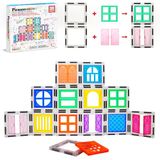 PicassoTiles Magnetische blokken met clip voor ramen en deuren, magnetische tegels, constructiemagneten, educatief speelgoed, leerset, stem leerset, stapelblokken voor
