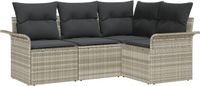 vidaXL Tuinbank Set 4-zits Lichtgrijs Polyrattan