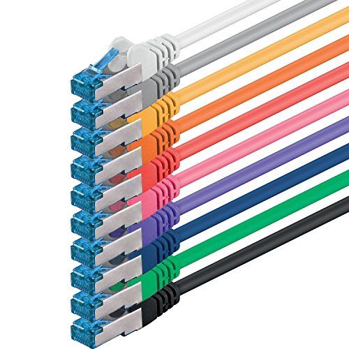 1aTTack.de 2m - CAT6a - Netwerkkabel 10 - Kleuren CAT 6 A Patchkabel 10000 Mbit/s SFTP PIMF 500 MHz compatibel met CAT5 CAT6 CAT7 DSL Internet Switch Router