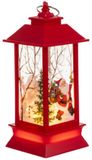 Ruhhy Rode LED kerstlantaarn met sneeuwpopmotief en warm licht 12,5 cm