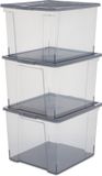 IRIS Useful Storage Boîte de rangement - 30L - Plastique - Gris - Lot de 3