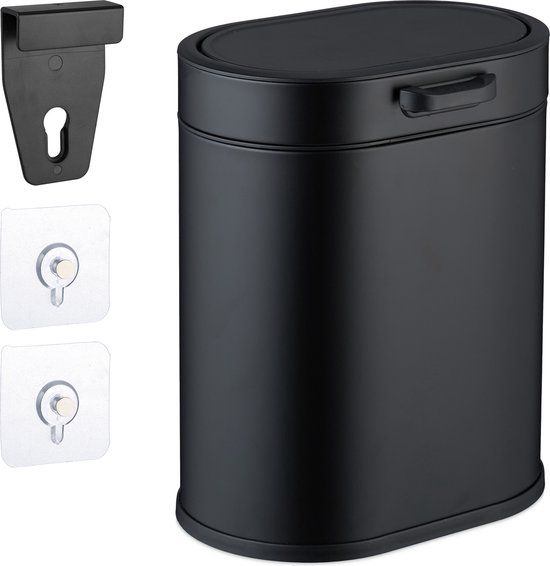 Relaxdays hangende prullenbak - 5 liter - zwart