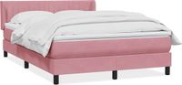 vidaXL Boxspring met matras fluweel roze 140 x 220 cm