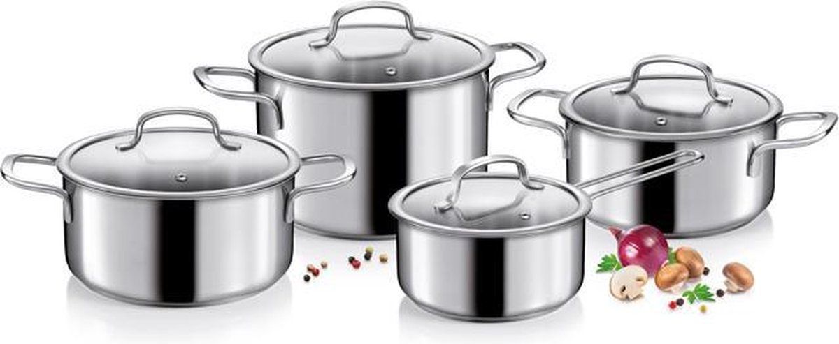 Tescoma Optima pannenset - 8 stuks - roestvrij staal