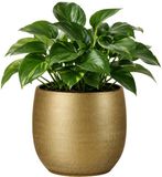 Mica Decorations Plantenpot - keramiek - goud glans / ribbels - D21 x H22 cm - bloempot Porto