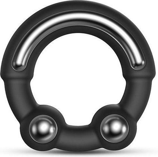 Dorcel Stronger Siliconen Cockring Met Stimulerende Metalen Kogeltjes Zwart