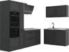 Vicco Hoekkeuken R-Line, Antraciet landelijk/Antraciet, 230 x 120 cm zonder werkblad