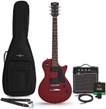 Gear4music New Jersey Electric Guitar Red, 10W Guitar Amp & Accessory Pack