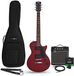 Gear4music New Jersey Electric Guitar Red, 10W Guitar Amp & Accessory Pack