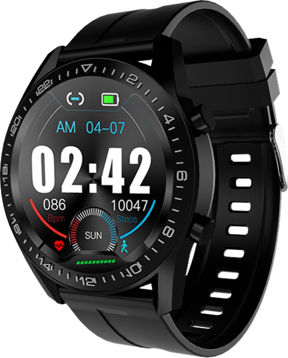 Nuvance Luxe Smartwatch voor Dames Heren en Kinderen - 45 mm - Zwart