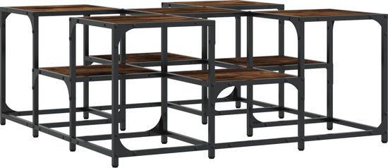 vidaXL Salontafel 91x91x40 cm bewerkt hout gerookt eikenkleurig