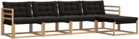 vidaXL - Bank loungeset - 5 zitplekken - Wit en zwart - Acacia hout