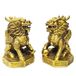AMTOOCH Feng Shui Kylin standbeeld Messing woondecoratie set van twee trekken rijkdom en geluk rijkdom welvaart qilin gouden Chi Lin (4 "L x 3,6" B x 5,25" H)