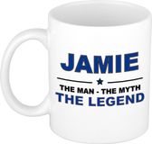 Bellatio Decorations naam cadeau mok - Jamie - man myth legend - koffiemok - 300 ml - collega - vaderdag
