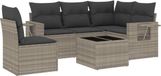vidaXL 6-delige Loungeset met kussens, polyrattan, lichtgrijs