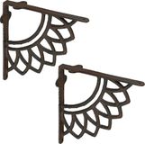Merkloos Relaxdays Plankdrager - Set van 2 - 19 cm - Gietijzer - Mandala - Bruin