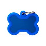 MyFamily Hond Medaille Blauw Bot Aluminium En Rubberen Bakboord Hushtag Collectie 41x33 mm