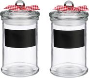 Secret de Gourmet Pots à épices/pots de stockage avec surface ardoise - 2x pièces - 350 ml - verre