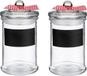 Secret de Gourmet Pots à épices/pots de stockage avec surface ardoise - 2x pièces - 350 ml - verre