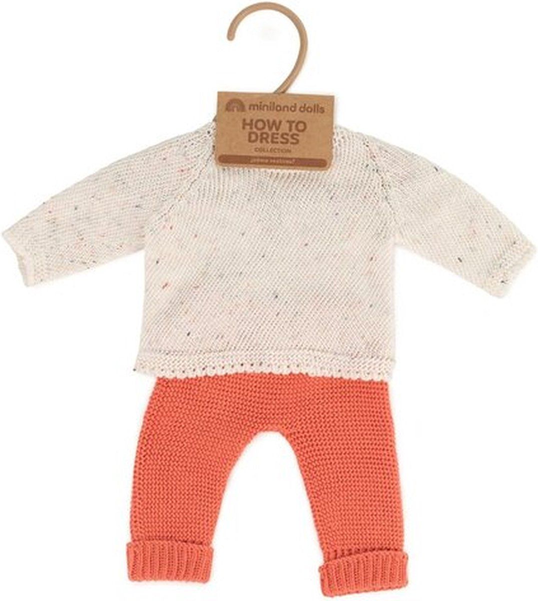 Miniland - Poppen kledij set gebreid - Rood Wit