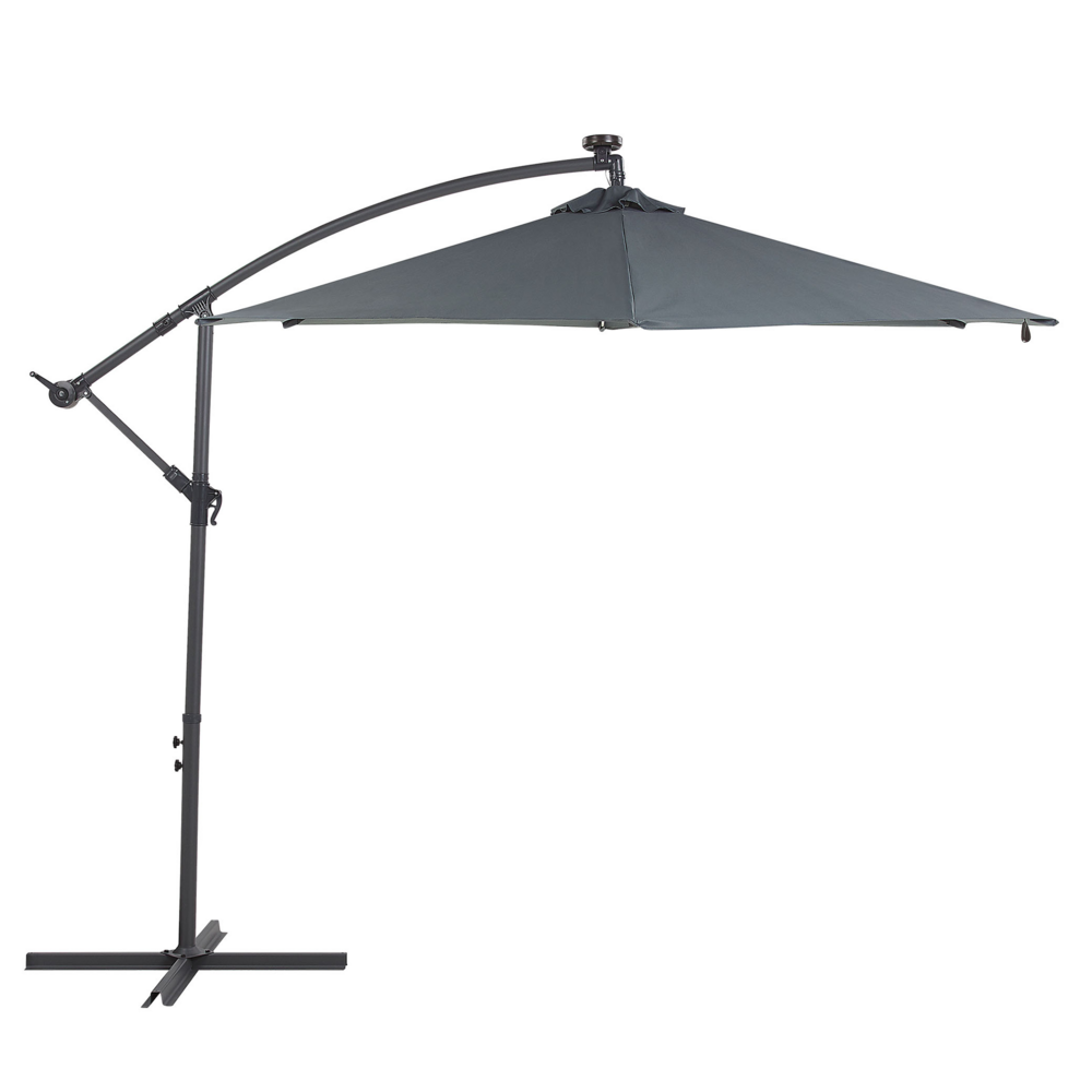 Beliani Parasol met LED-verlichting en zonnepaneel grafietgrijs CORVAL