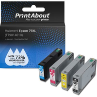 PrintAbout Huismerk Epson 79XL (T79014010) Inktcartridge 4-kleuren Voordeelbundel Hoge capaciteit