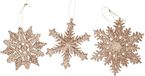 Merkloos Koopman International Kersthangers - 12x - Koper - Sneeuwvlok/Ster - 10 cm - Glitter
