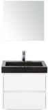 BES LED Dante Badmeubelset 60 cm - Wit Hoogglans - Wastafel Hardsteen Wit Lucca met Spiegel