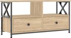 Meuble TV 90x33x45 cm bois et fer travaillés couleur chêne sonoma