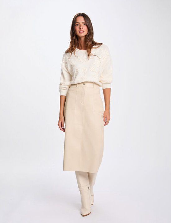 Morgan Aangesloten rok van imitatieleer 261-JILFIT Beige