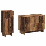 vidaXL - 2-delige - Badkamerkast - Set - EDE - Oud - hout - Bewerkt - hout
