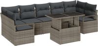 vidaXL Tuinbank Set 8-delig Grijs Polyrattan