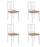 VidaXL Eetkamerstoelen met kussens 4 st massief hout wit