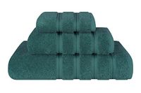 American Soft Linen Premium 3-delige handdoekenset, 1 badhanddoek, 1 handdoek 1 washandje, 600 g/m², 100% katoen, Turkse handdoeken voor badkamer, groenblauwe handdoekenset
