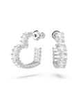 Swarovski Matrix ringoorbellen, Baguette-slijpvorm, Hart, S, Wit, Rodium toplaag