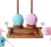 Merkloos Garenhouder Houten - Brei Spinner - Haken Organiseren - Dubbele Spindels - 30 cm - Vintage
