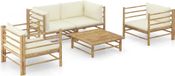 Prolenta Maison Exclusive - Ensemble de salon de jardin 5 pièces avec coussins blanc crème en bambou