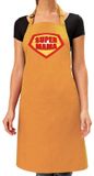 Bellatio Decorations Super mama barbeque schort / keukenschort oker geel voor dames - bbq schorten