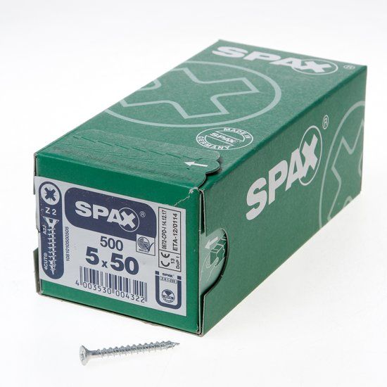 Spax Spaanplaatschroef platverzonken kop verzinkt pozidriv 5 - 4003530004322