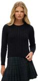 Superdry Essentials Slanke Kabeltrui Dames Eclipse Navy
