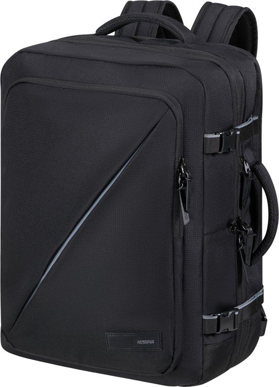 American Tourister Take2Cabin - uitbreidbare reisrugzak 17,3 inch, 55 cm, 42,5/48,5 l, zwart (Black)