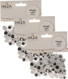 Haza Wiebelogen/oogjes - wit/zwart - 300x stuks - knutselen / hobby plak oogjes