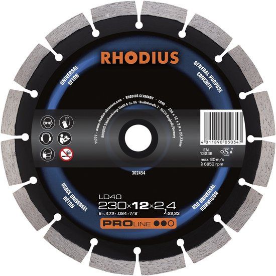 RHODIUS Diamantdoorslijpschijf beton Ø230 x 12 mm PROline LD40