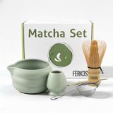 FerKos Matcha - Matcha Set - 5-delig - Matcha Klopper - Matcha Thee Set - Matcha Kom - Matcha Starterkit - Zeef - Matcha Accessoires - Matcha Set Groen