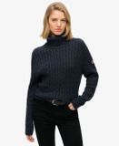 Superdry - Slouchy Cable Coltrui - Dames - Sweaters - XXS - Katoen - Deep Navy